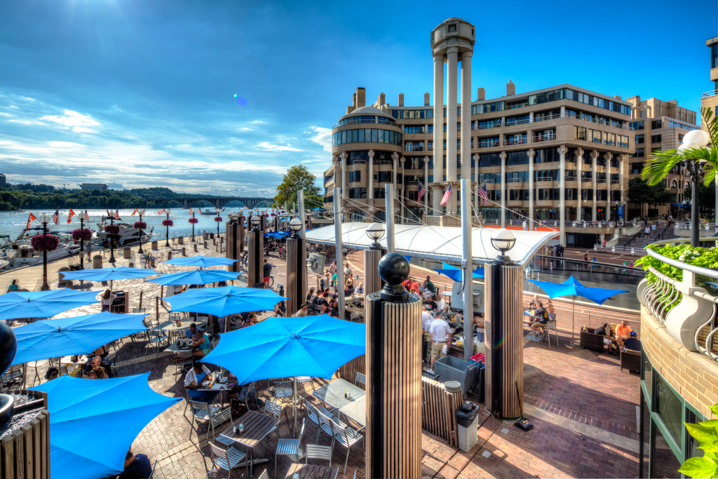 The Washington Harbour patio on the waterfront